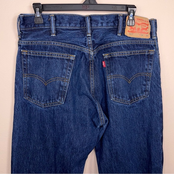 34x37 Levis 517 Dark Blue Denim Jeans Cotton Boot Cut Style - Picture 4 of 14